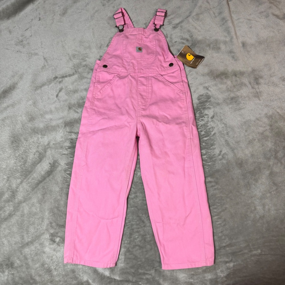 NWT Carhartt Pink Canvas Overalls - Toddler Girl Size 4T